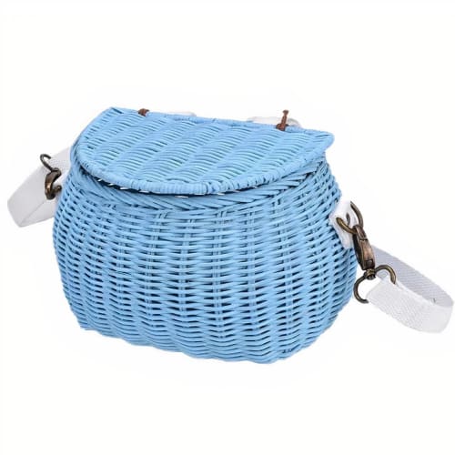 Sac À Main Osier Panier Bleu Petit Format (22 Cm X 12 13 Cm) En Osier