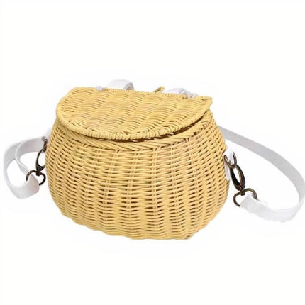 Sac À Main Osier Panier Jaune Petit Format (22 Cm X 12 13 Cm) En Osier