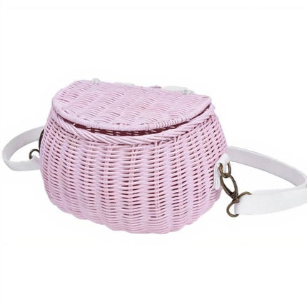 Sac À Main Osier Panier Rose Petit Format (22 Cm X 12 13 Cm) En Osier