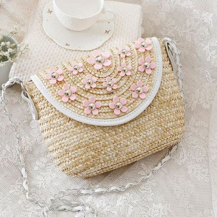 Sac À Main Osier Tressé Rose Sac En