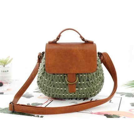 Sac A Main En Osier Vintage Vert
