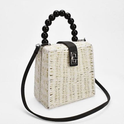 Sac À Main Paille Boho Blanc Sac En Paille