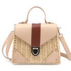 Sac A Main En Paille Et Cuir Beige À Main