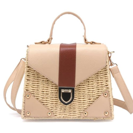 Sac A Main En Paille Et Cuir Beige À Main