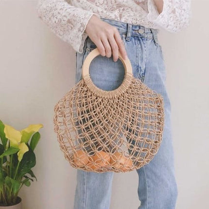 Sac À Main En Paille Tressée Ajourée Sac Paille
