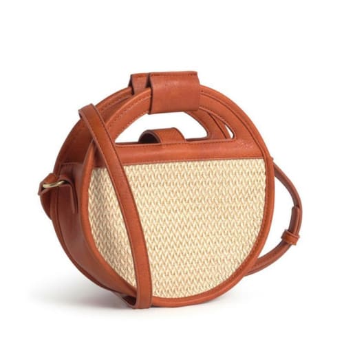Sac A Main Rond Paille Et Cuir En Paille