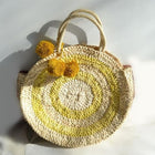 Sac A Main Rond Paille À Rayures Sac En Paille