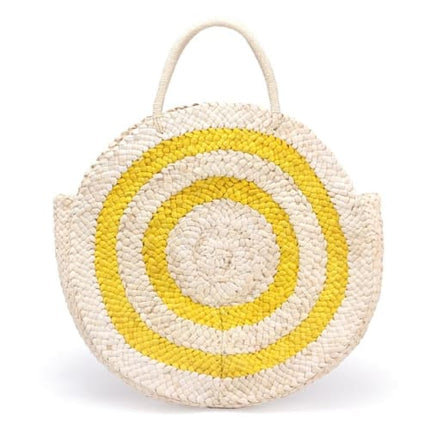 Sac A Main Rond Paille À Rayures Sac En Paille
