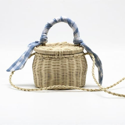 Sac A Main En Rotin Automne Bleu Sac Osier