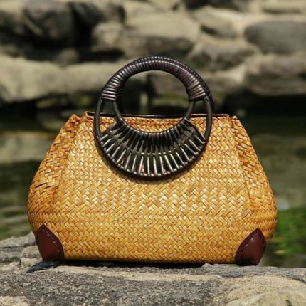 Sac A Main Rotin Vintage Jaune Sac En Rotin