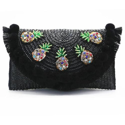 Sac En Osier Ananas Noir Sac Osier