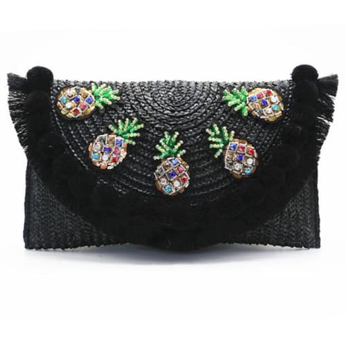 Sac En Osier Ananas Noir Sac Osier
