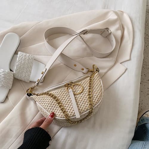 Sac En Osier Banane Blanc / 23Cmx14Cmx9Cm Sac Osier