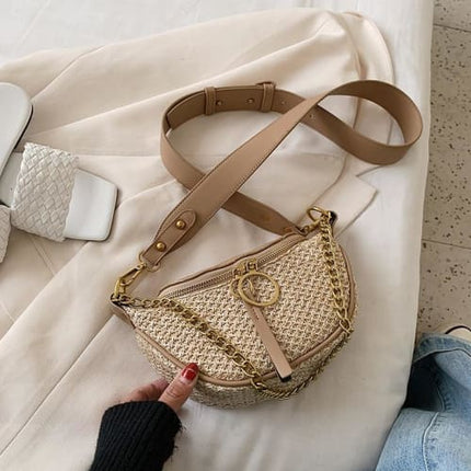 Sac En Osier Banane Kaki / 23Cmx14Cmx9Cm Sac Osier