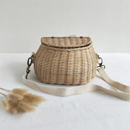 Sac En Osier Bandouliere Beige / Petit Sac