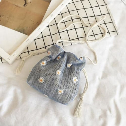 Petit Sac En Osier Bandoulière Bleu Sac En Osier