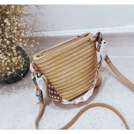 Sac En Osier Chic Khaki Sac