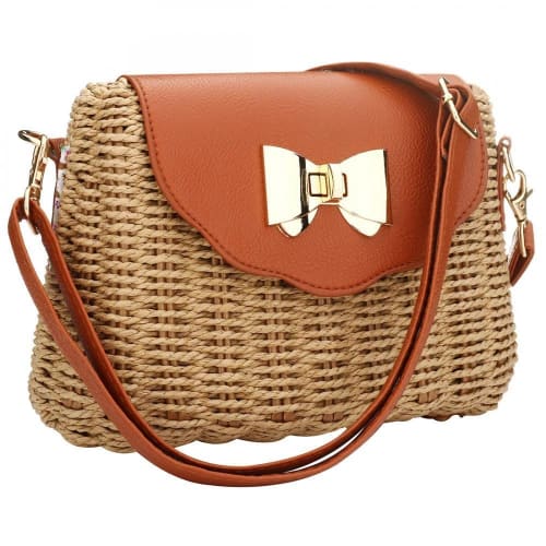 Sac En Osier Et Cuir Sac