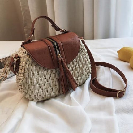 Sac Osier Cuir Beige Sac En Osier