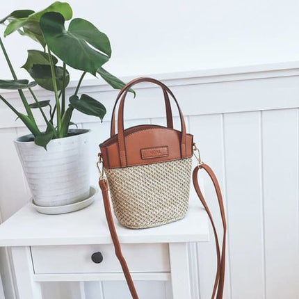 Sac Osier Cuir Lfteo Marron Sac En Osier