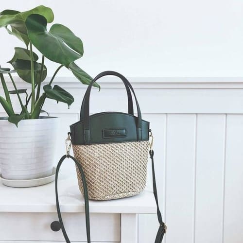 Sac Osier Cuir Lfteo Noir Sac En Osier