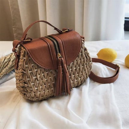 Sac Osier Cuir Marron Sac En Osier