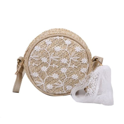 Sac Osier Rond Blanc Marron Sac En Osier