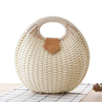 Sac Osier Rond Personnalisé Blanc Sac En Osier