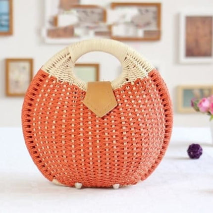 Sac Osier Rond Personnalisé Orange Sac En Osier