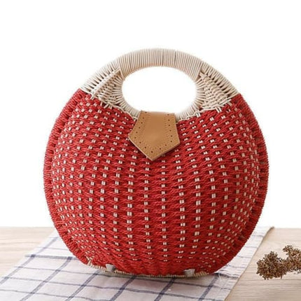 Sac Osier Rond Personnalisé Rouge Sac En Osier