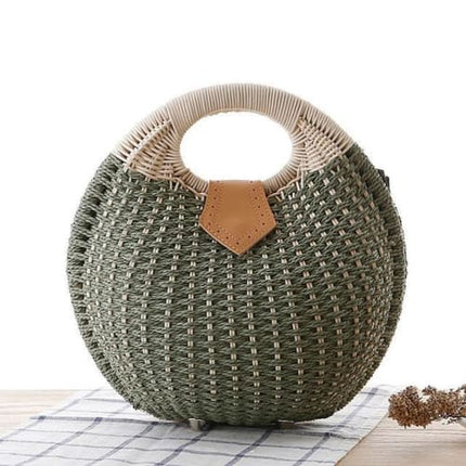 Sac Osier Rond Personnalisé Vert Sac En Osier