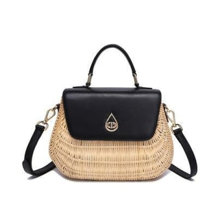Sac En Osier Tendance Chic Noir / Cuir Sac