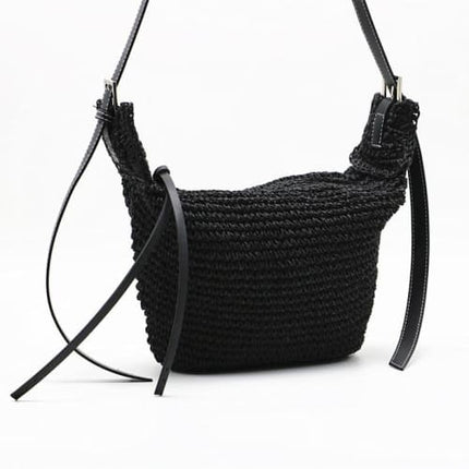 Sac En Paille Bandoulière Malgache Noir Sac En Paille