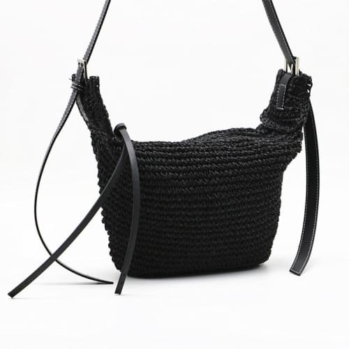 Sac En Paille Bandoulière Malgache Noir Sac En Paille