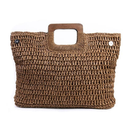 Sac En Paille Cabas Chic Marron Foncé Sac