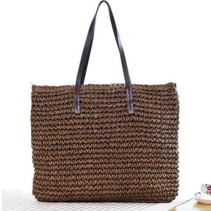 Sac En Paille Au Crochet Marron Foncé Sac Paille