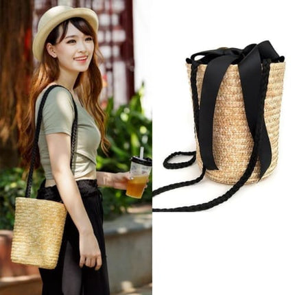 Sac De Paille Femme Cylindrique Sac En Paille