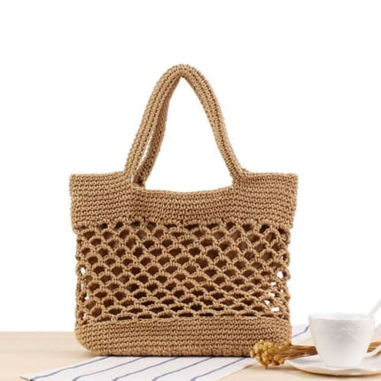 Sac De Paille En Filet Tissé Marron Sac Paille