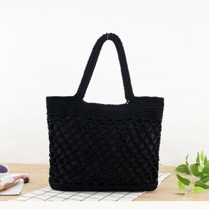 Sac De Paille En Filet Tissé Noir Sac Paille