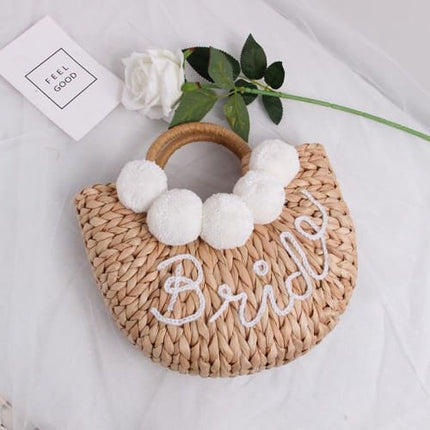 Sac En Paille<Br> Fait Main Créatrice Blanc