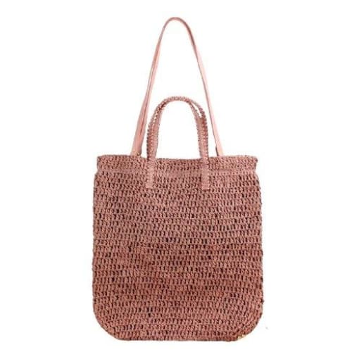 Sac En Paille Plage Bohème Rose En Paille