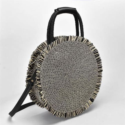Sac Paille Rond Noir Sac En