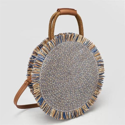 Sac Paille Rond Bleu Sac En