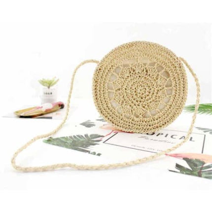 Sac En Paille Rond Bohème Beige Sac Paille