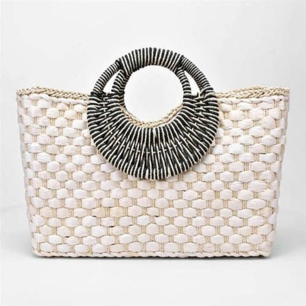 Sac En Paille Souple Beige Et Noir Sac Paille