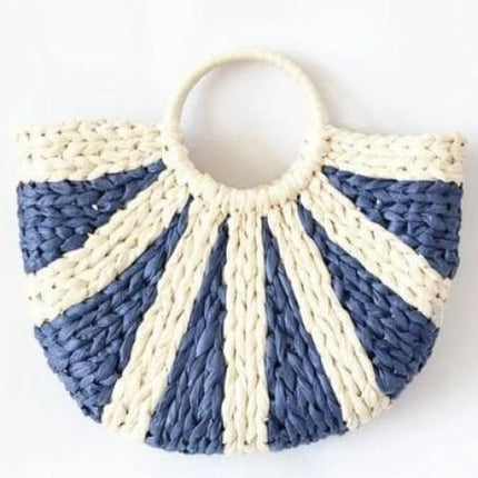 Sac En Paille Tropezienne Bleu / 38 X 26Cm Sac Paille