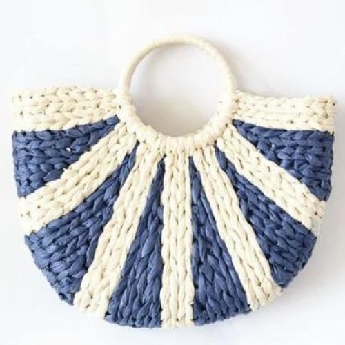 Sac En Paille Tropezienne Bleu / 38 X 26Cm Sac Paille