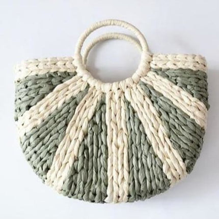 Sac En Paille Tropezienne Vert / 38 X 26Cm Sac Paille