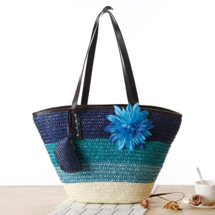 Sac Panier Osier Bohème Bleu Sac En Osier
