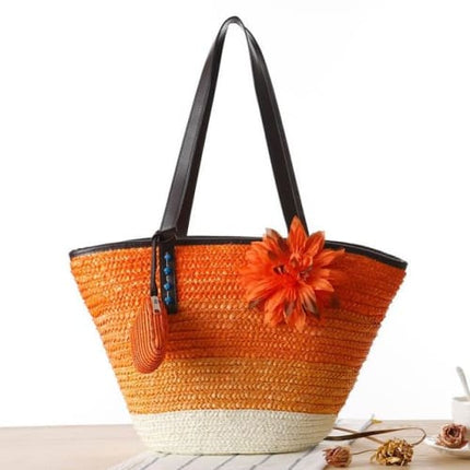 Sac Panier Osier Bohème Orange Sac En Osier